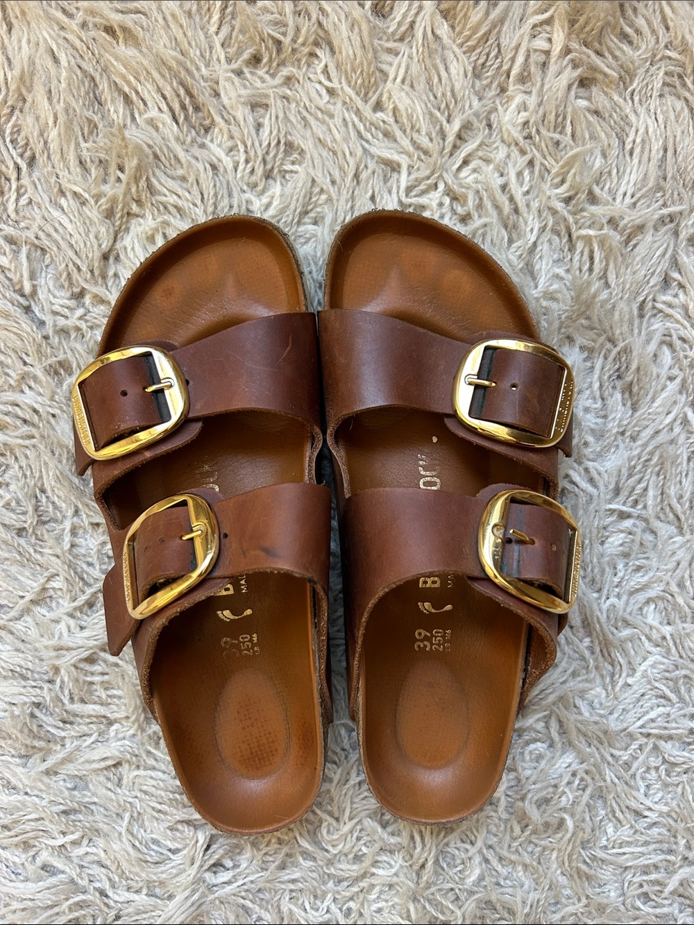 Birkenstock Brown Arizona Gold Buckle Sandals